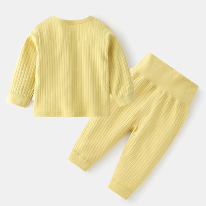 CozyNest – Baby Thermal Underwear Pajama Set in Soft Candy Colors