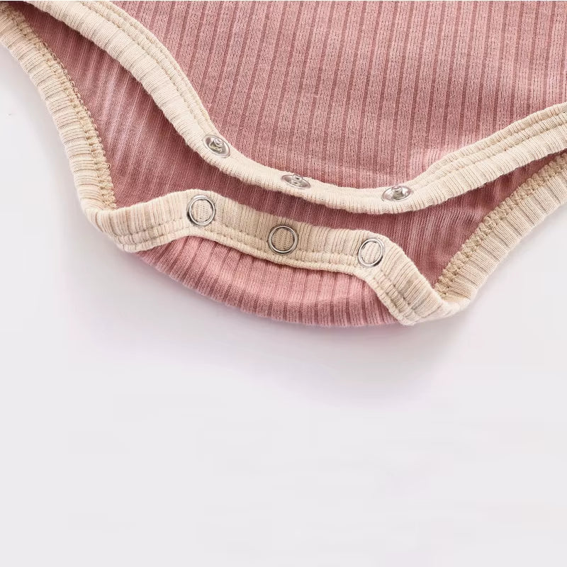 SoftNest – Ribbed Cotton Short Sleeve Romper for Newborns